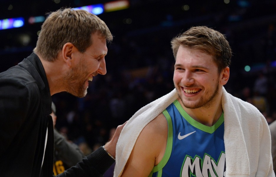 Luka Doncic with Dirk Nowitzki