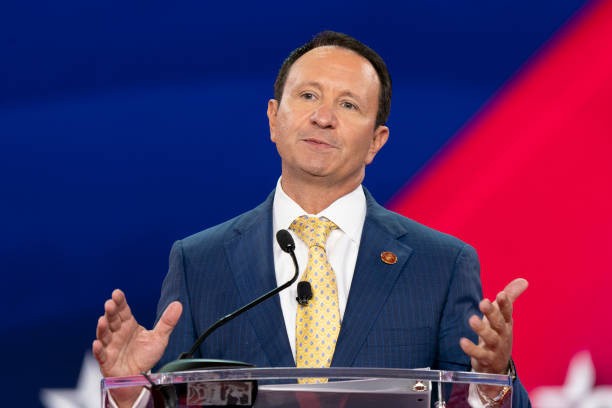 Louisiana Attorney General Jeff Landry speaks during CPAC