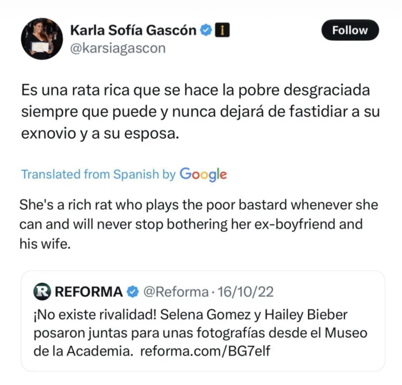 Karla Sofa Gascn tweet