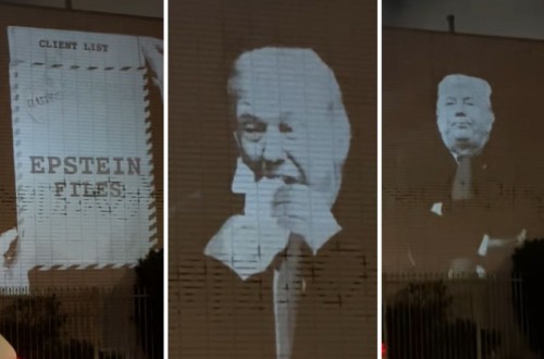 Trump eats Epstein files art