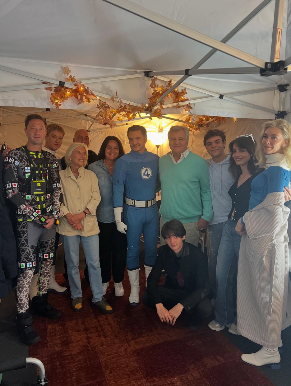 Pedro Pascal's family on the set of Fantastic Four