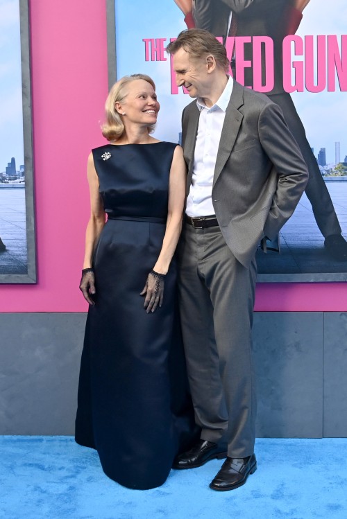 Liam Neeson and Pamela ANderson Naked Gun premiere