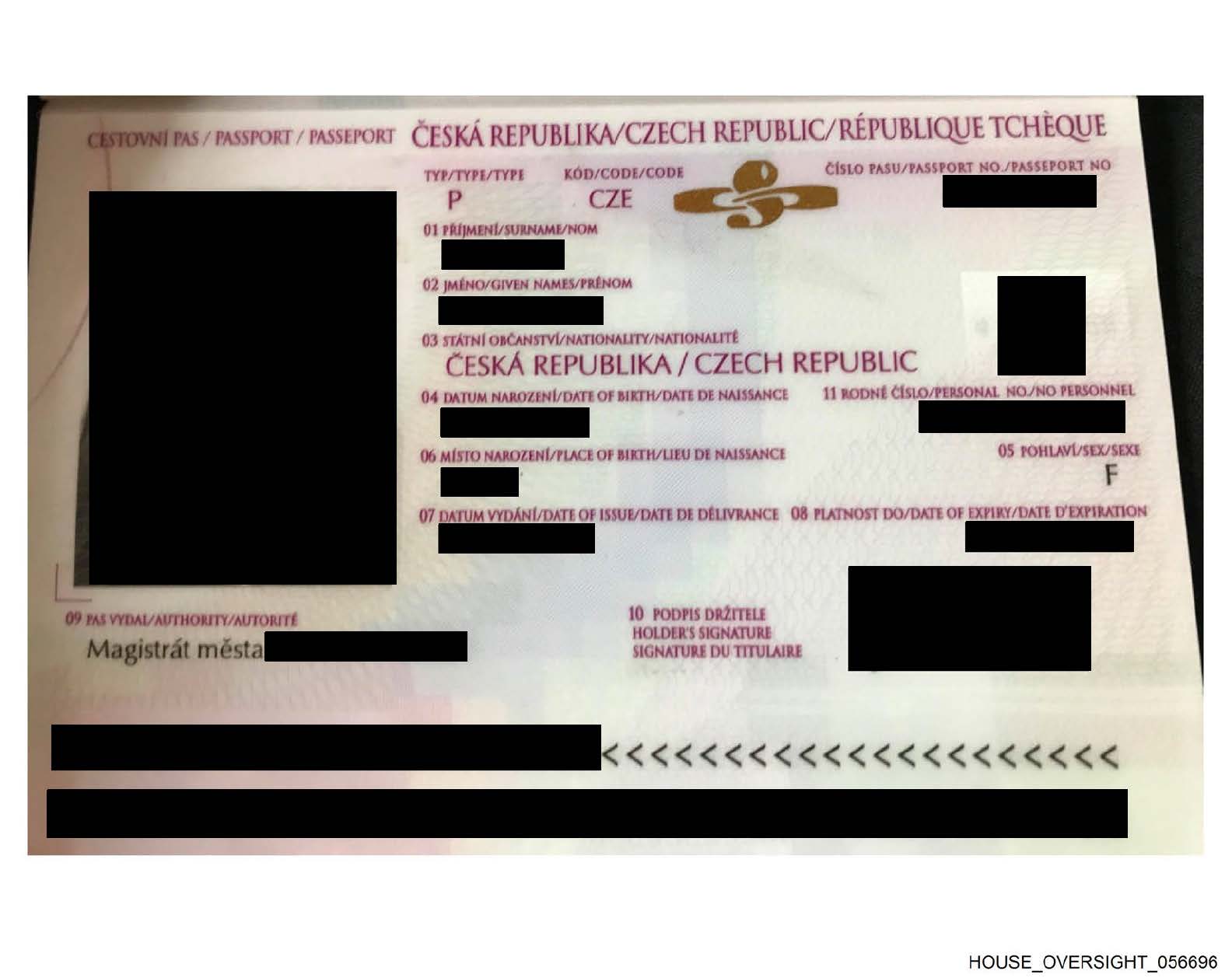 epstein czech passport