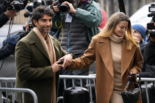 Emily and Justin Baldoni arriving settlement talks NYC Blake Lively